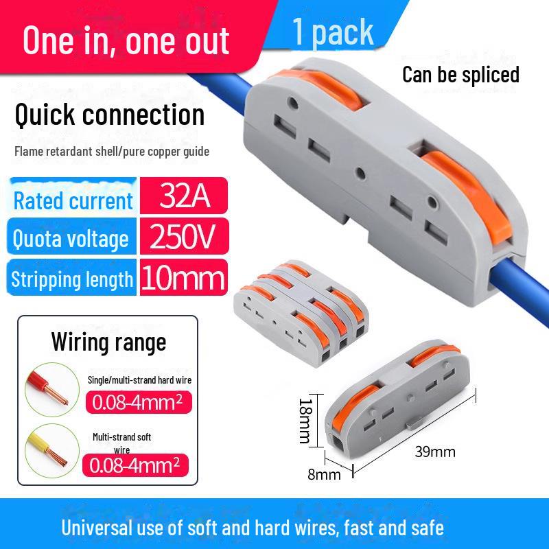 Terminal de conectare rapidă PCT SPL-12345: Conector electric multifuncțional cu 2 poziții pentru cabluri de calibru 4, 2 intrări, 2 ieșiri