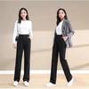 Women's Petite Black Wide-Leg High-Waist Casual Summer Pants