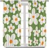 "Blumenpunkt"-Vorhänge – Weiße Gänseblümchen auf Grün, Schlaufenaufhängung für Schlafzimmer oder Wohnzimmer (21x45in)