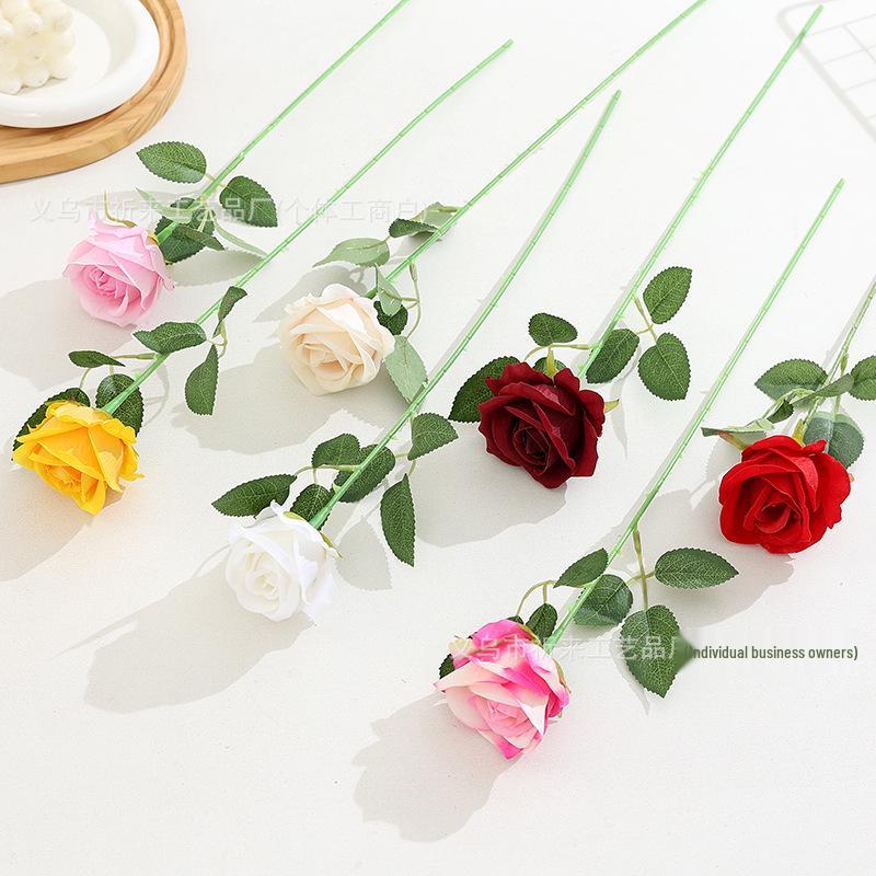 Velvet Rose Artificial Flower for Home Decor, Wedding Aisle, and Hand Bouquets