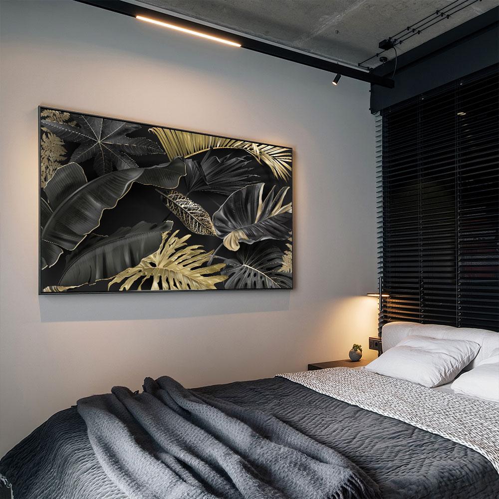 Moderne Abstrakte Ölgemälde Kunst Poster und Drucke Goldenes Blatt Wandkunst Leinwandgemälde Bilder für Wohnzimmer Heimdekor