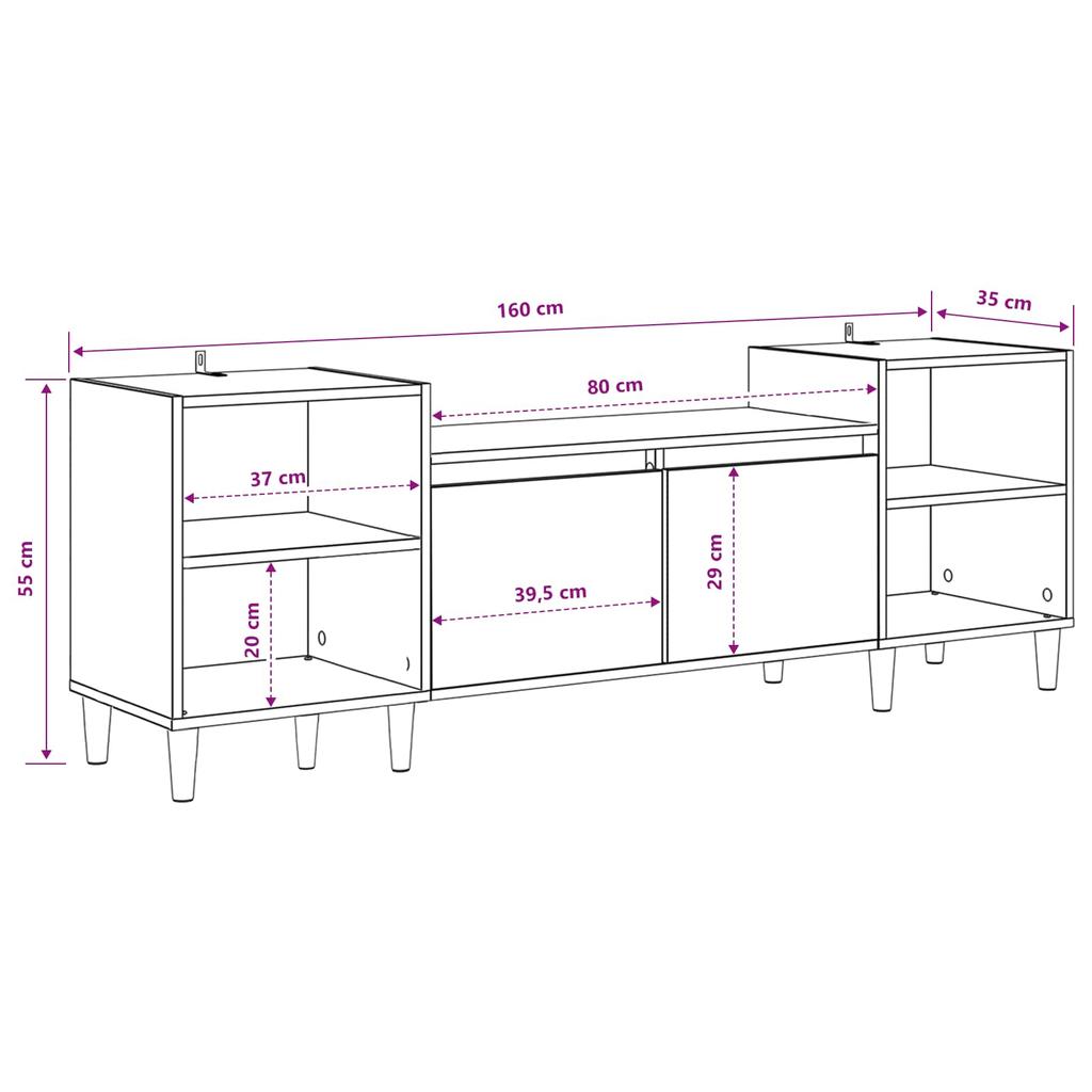 TV Cabinet Artisan Oak 160 x 35 x 55 cm Particleboard