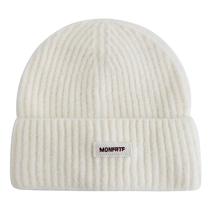 New Style Slouchy Hats Beanie Hats Winter Cap Y2K Warm Cap For Women Solid Color MONFRTF Letter Winter Knitted Girl Hats