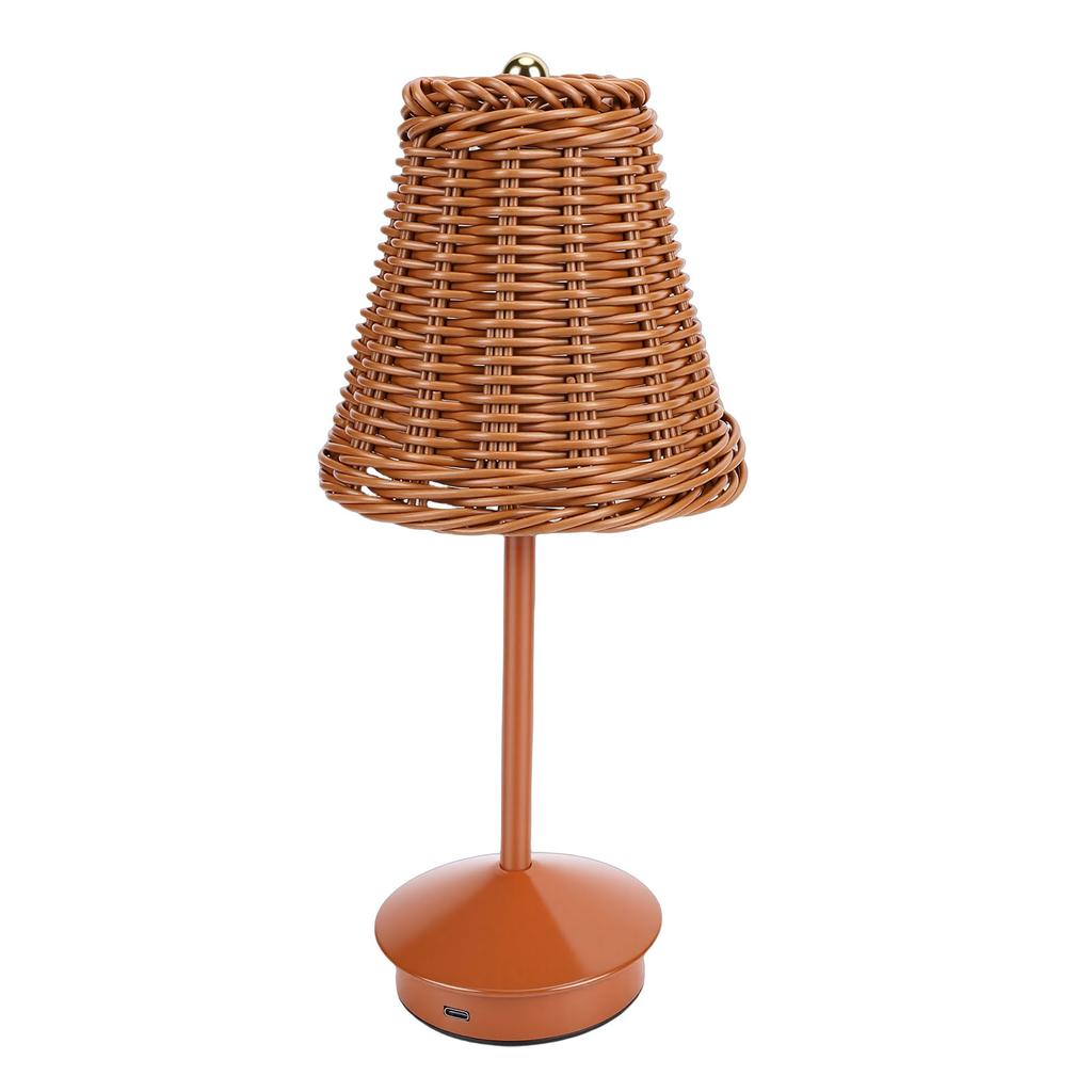Boho Rattantischlampe LED Wiederaufladbar Leselicht 3 Farben Touch-Steuerung Dimmbar Nachttischlampe für Wohnzimmer