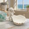 Necklace Bracelet Holder 3D Printed Seahorse Shell Jewelry Tray for Rings Necklaces Bracelets, Ocean Creative Gifts Lovers Style Desktop Organizer,