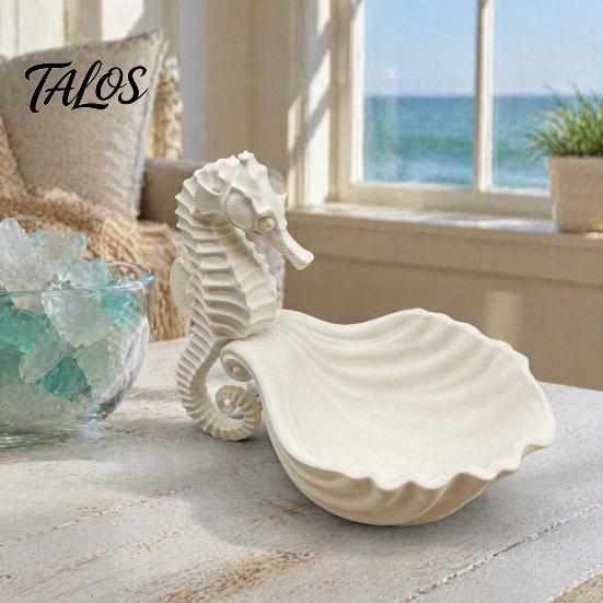 Necklace Bracelet Holder 3D Printed Seahorse Shell Jewelry Tray for Rings Necklaces Bracelets, Ocean Creative Gifts Lovers Style Desktop Organizer,