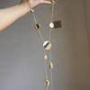 European and American Style Long Silver Smooth Disc Tassel Necklace, Light Luxury, Simple and Unique, Adjustable Sweater Chain Accessory