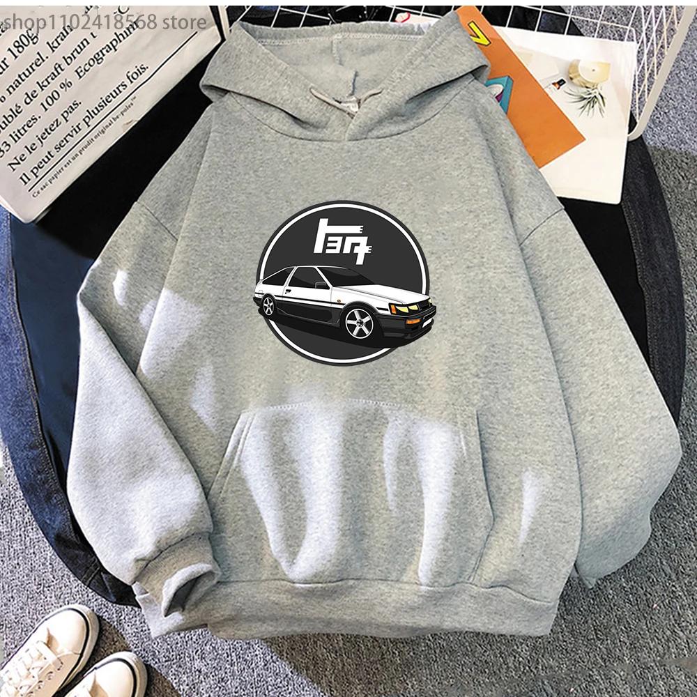 Japanese Anime Initial D Hoodies Men Kawaii Winter Tops Cartoon Car Graphic Sweatshirts Funny Harajuku Manga Unisex Clothes