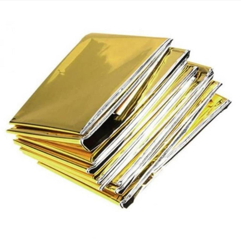 Emergency Thermal Poncho Blanket Lightweight Folding Water Resistant Windproof Sunshade Reusable First Aid Camping Mat Pad Cover