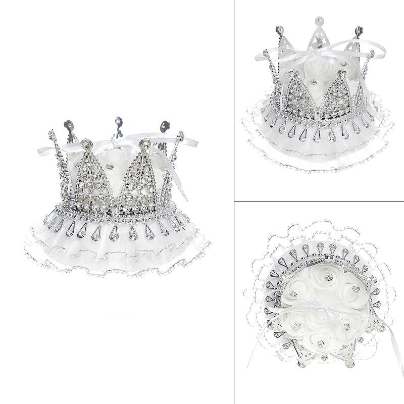 1PC Mini Halka Tutucu Yüzük Kutusu Dantel Takı Çantası Taç Şekli Taklidi Yaratıcı Hediyeler Düğün