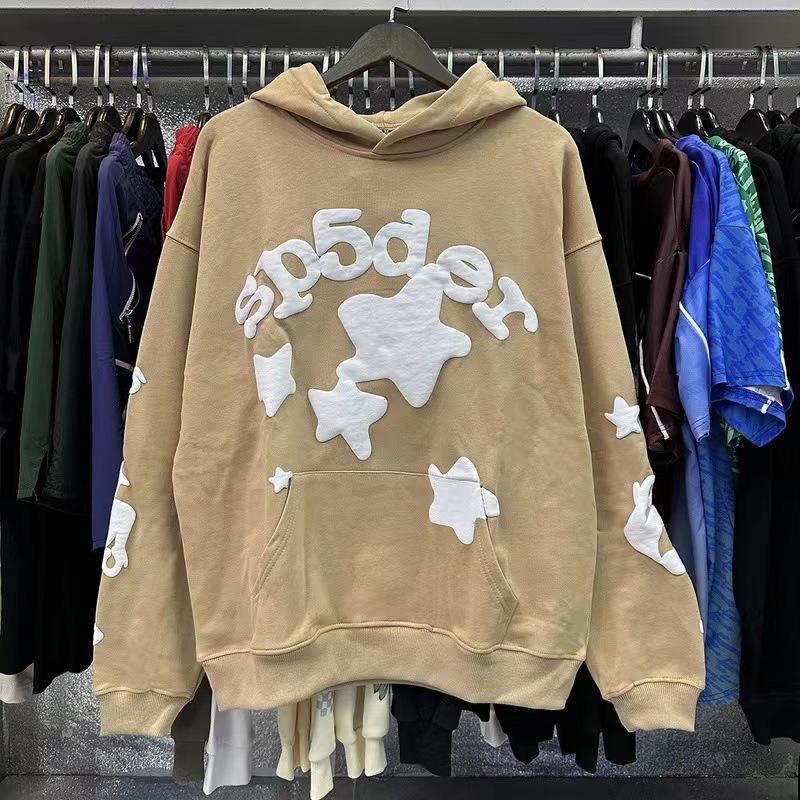 Unisex Loose Fit Two Piece Tracksuit Long Sleeve Hoodie Elastic Waist Sweatpants Spider Rhinestone Print Streetwear Matching Outfit Set