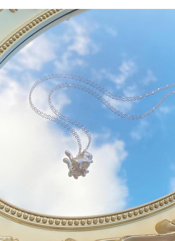 S999 Sterling Silver Cute Cat Necklace for Women - Korean Style 3D Small Cat Pendant on Light Luxury Clavicle Chain