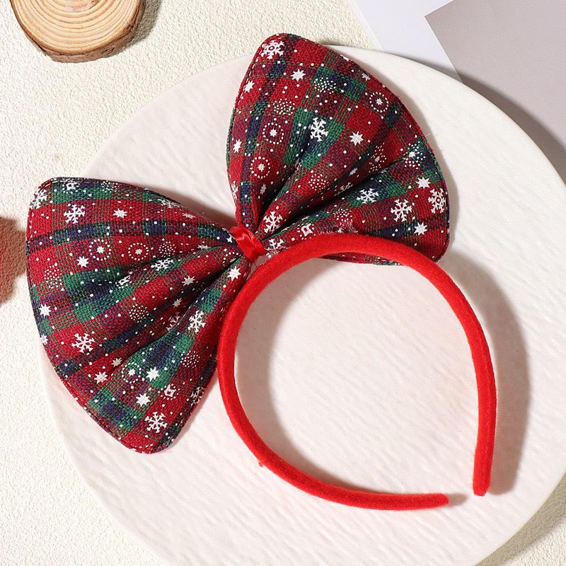 Plaid Christmas Oversized Bow Headband for Adults & Children - Festive Hair Accessory
