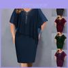 Elegant Summer Chiffon Dress With Sequined Splicing For Office And Casual Wear