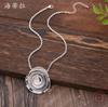 New rose hollow geometric pendant, colorful oil flower women's versatile alloy necklace