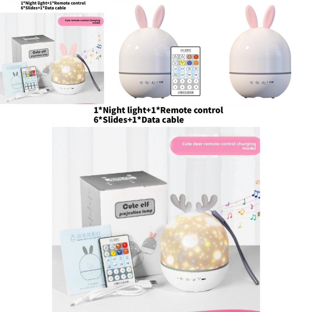 Romantic Bunny Starry Sky Night Light With Bluetooth And Sleep Timer For Children Bedroom Decor