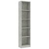 5 Shelf Bookcase Concrete Grey 40 x 24 x 175 cm Engineered Wood