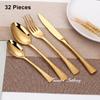16/20/24/32 Pieces Gold Cutlery Set Stainless Steel Luxury Tableware Knife Fork Spoon Set Mirror Dinnerware Kitchen Utensils
