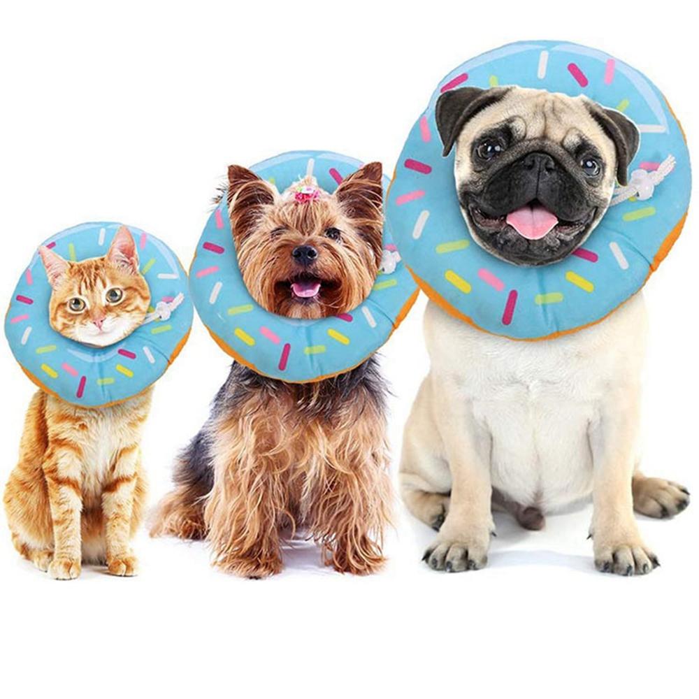 Adjustable Cat Recovery Collar, Cute Cat Donut Collar, Soft Cone Collars for Cat, Wound Healing Protective Cone After Surgery