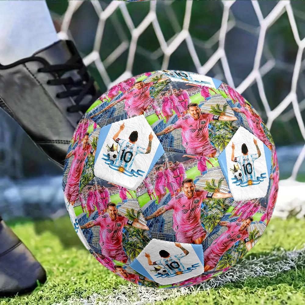 Pallone da Calcio Messi Match Taglia 5 Cucito a Macchina per Allenamento e Partite Indoor/Outdoor Regalo Unico per gli Amanti del Calcio Regalo Perfetto per Amici e Famiglia