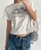 THE GREEN LAB Lettering Symbol Crop Short Sleeve T-Shirt [Ivory/Clover]