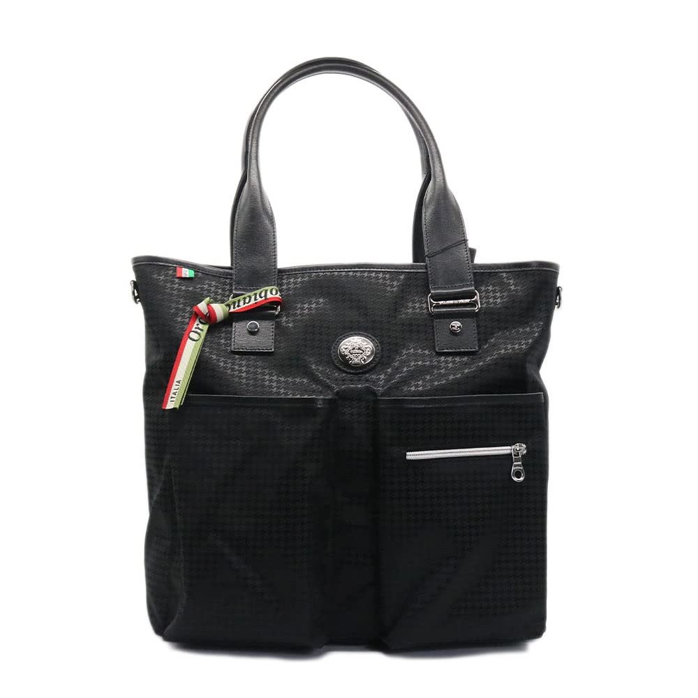 

Tote Bag 2way with Shoulder Limont Nylon Genuine Leather Houndstooth in Bag Large Capacity Nylon Crossbody Brand [Orobianco] Men s [Made Italy]