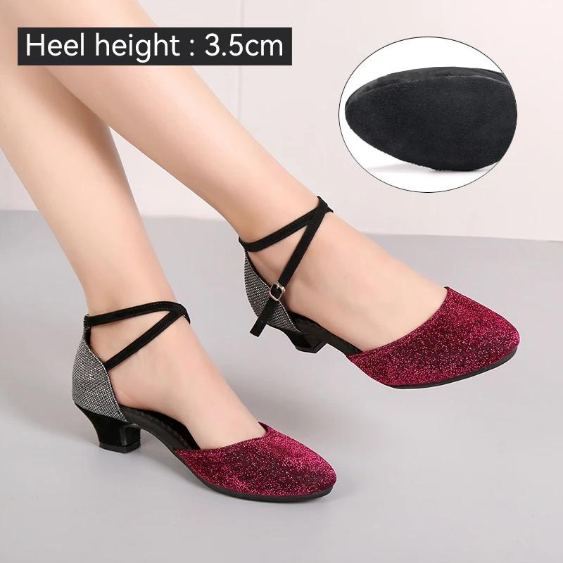 Women's Latin Dance Shoes Ballroom Shiny Salsa Dance Shoes Tango Ladies Girls Comfortable Dancing Shoes for Women Heel 5.5cm