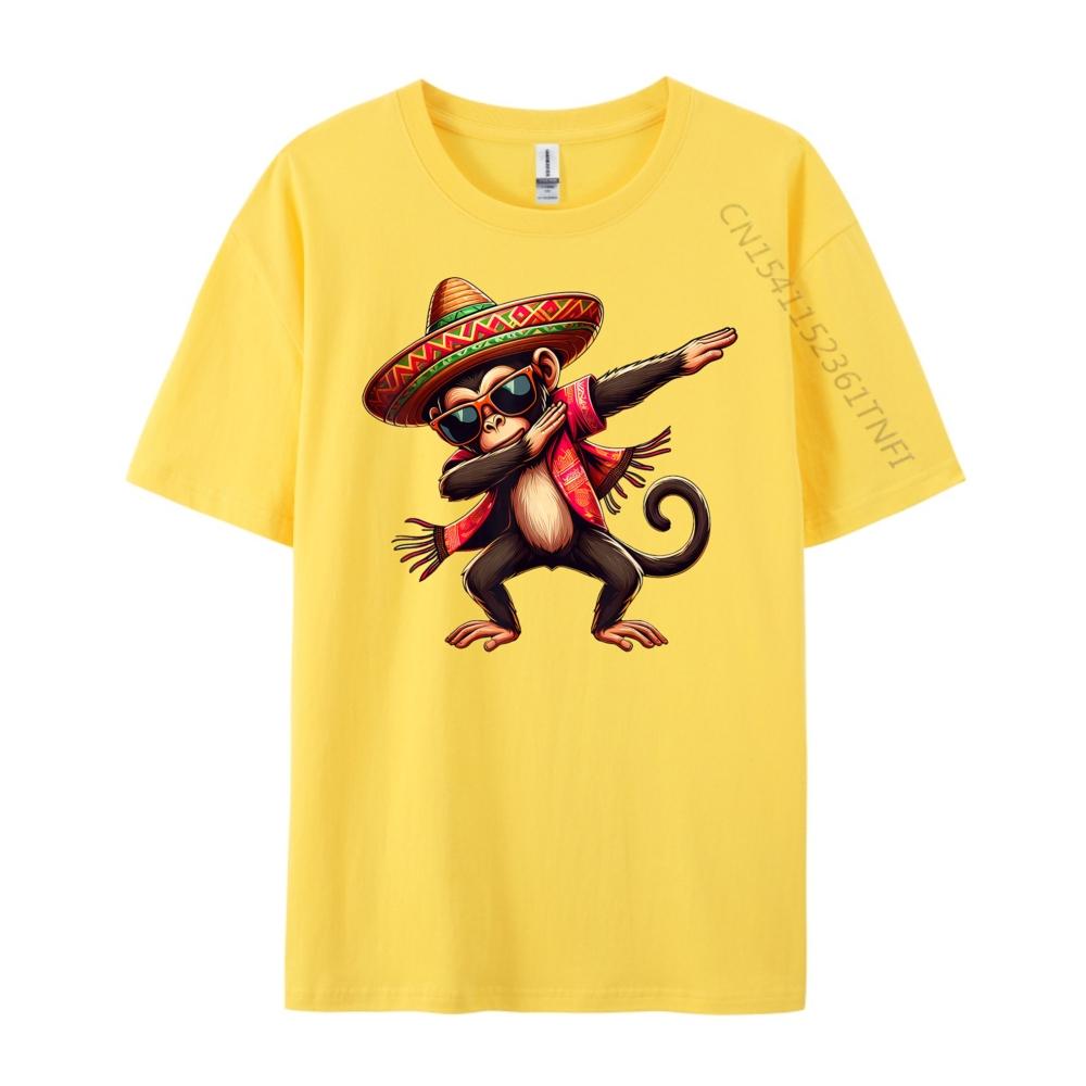 Dabbing Monkey Sombrero Poncho Cinco De Mayo Mexican Anime T Shirts Funny T Shirts Graphic Tshirts Gothic Style
