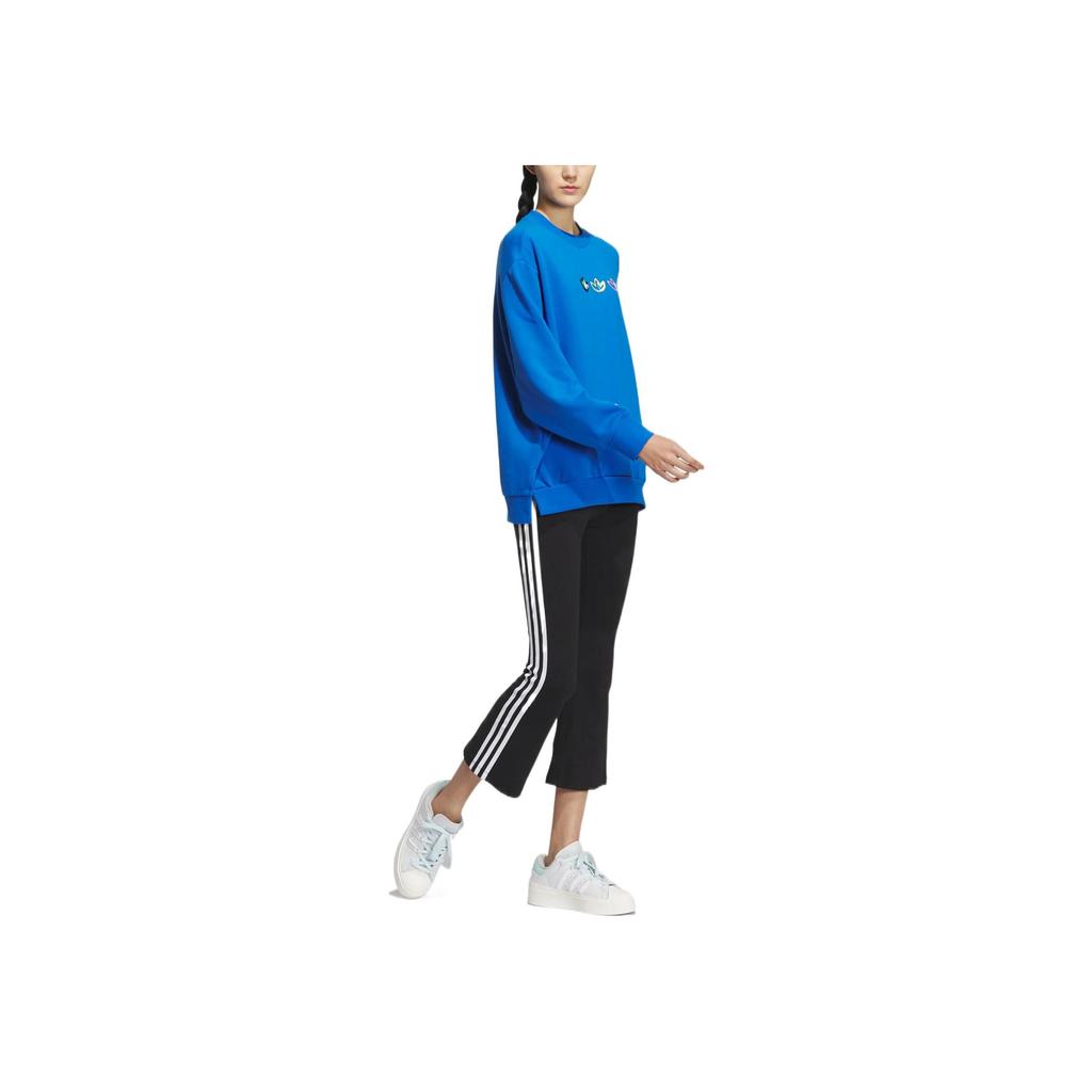 Adidas Originals Trefoil Love Logo Crew Neck Sweatshirt Women Sweatshirt Bird-Feather-Blue IK6859