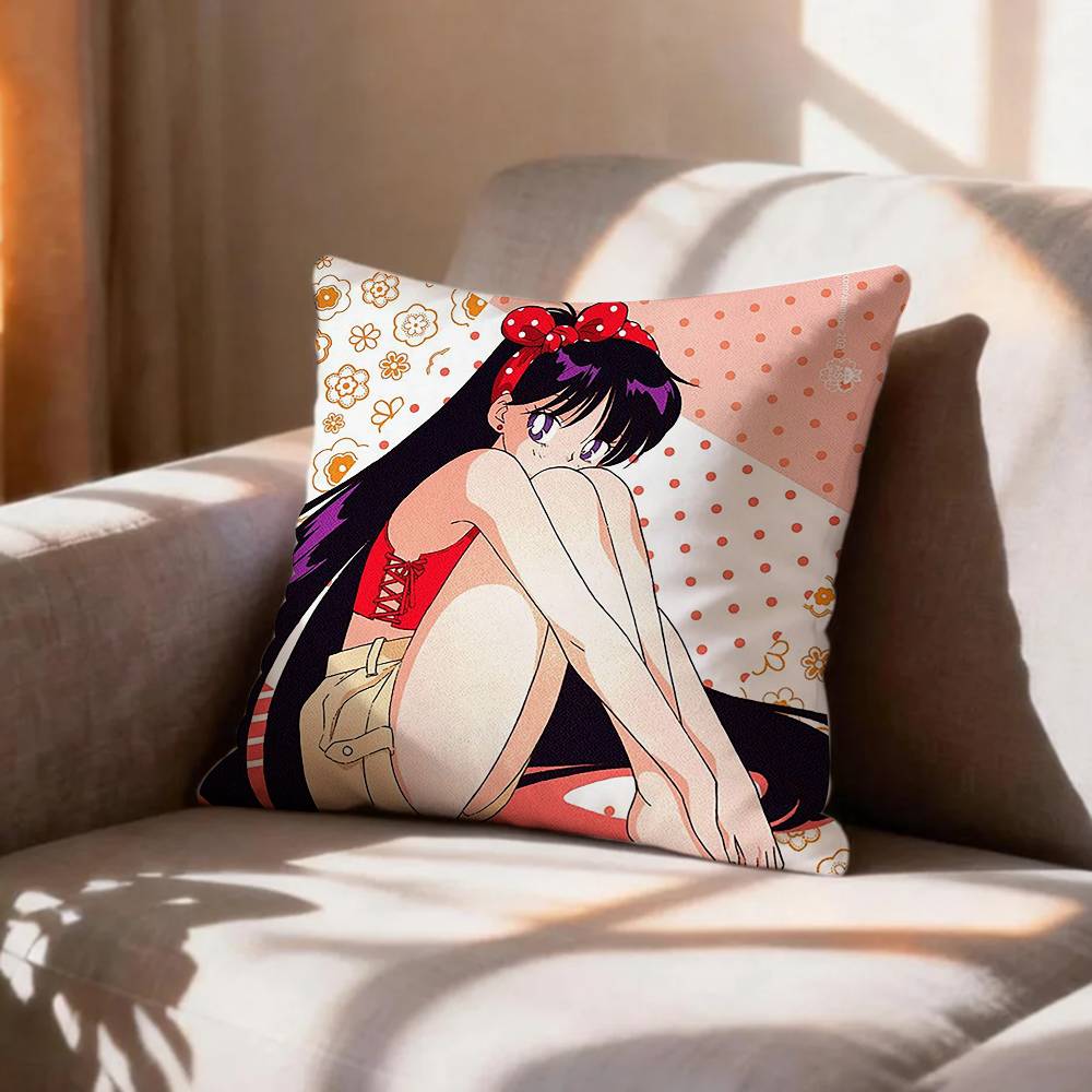 CUTE R-Rei Hino Sailor Mars  Pillow Case Pattern Printed Pillowcase For Living Room Sofa Cushion Cover