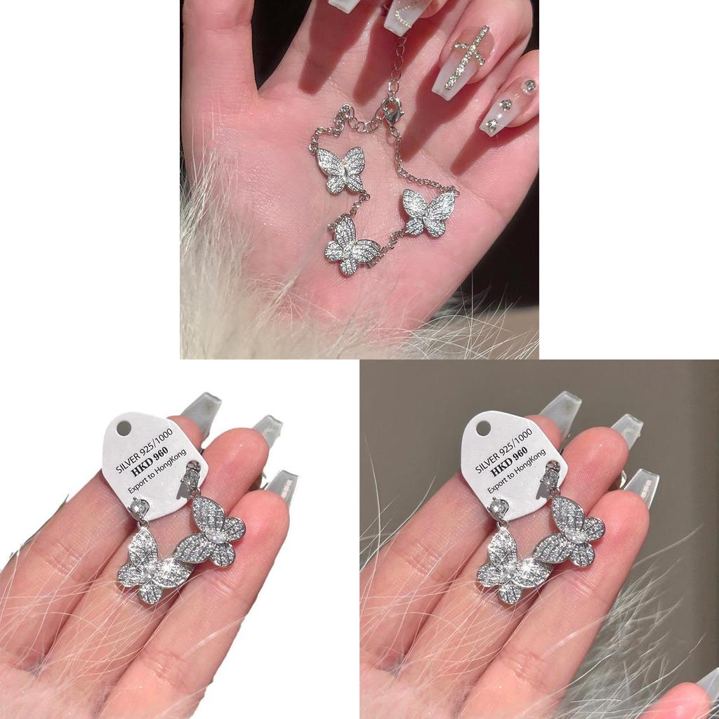 Butterfly Zircon Water Drop Pendant Necklace For Women Fashion Elegant