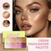 Cream Highlighter Palette, 8 Shades Multifunctional Cream Shimmer Makeup, Silky Blendable Long Lasting Illuminator for Face Eyes Body