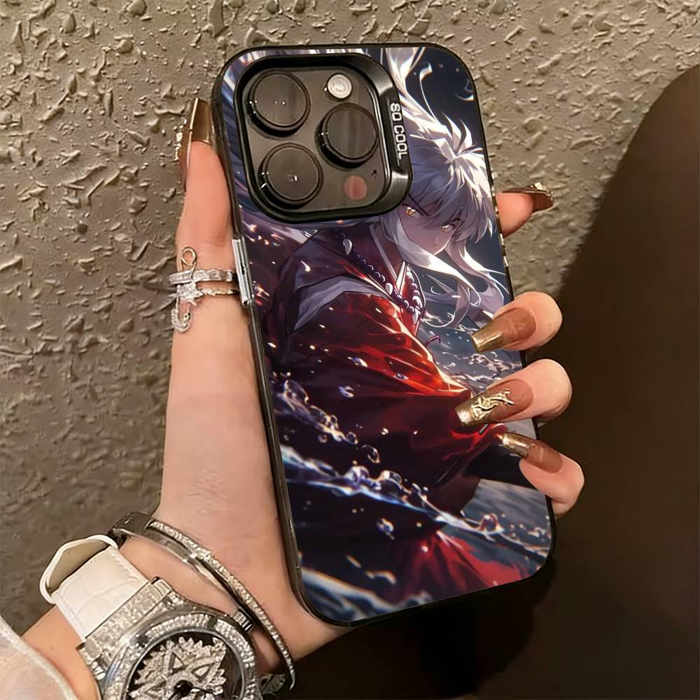 Inuyasha Silhouette Red Katana Phone Case For iPhone 17,16,15,14,13,12,11 Plus,Pro Max,XS,Colorful Silver Phone Case Funda Cover