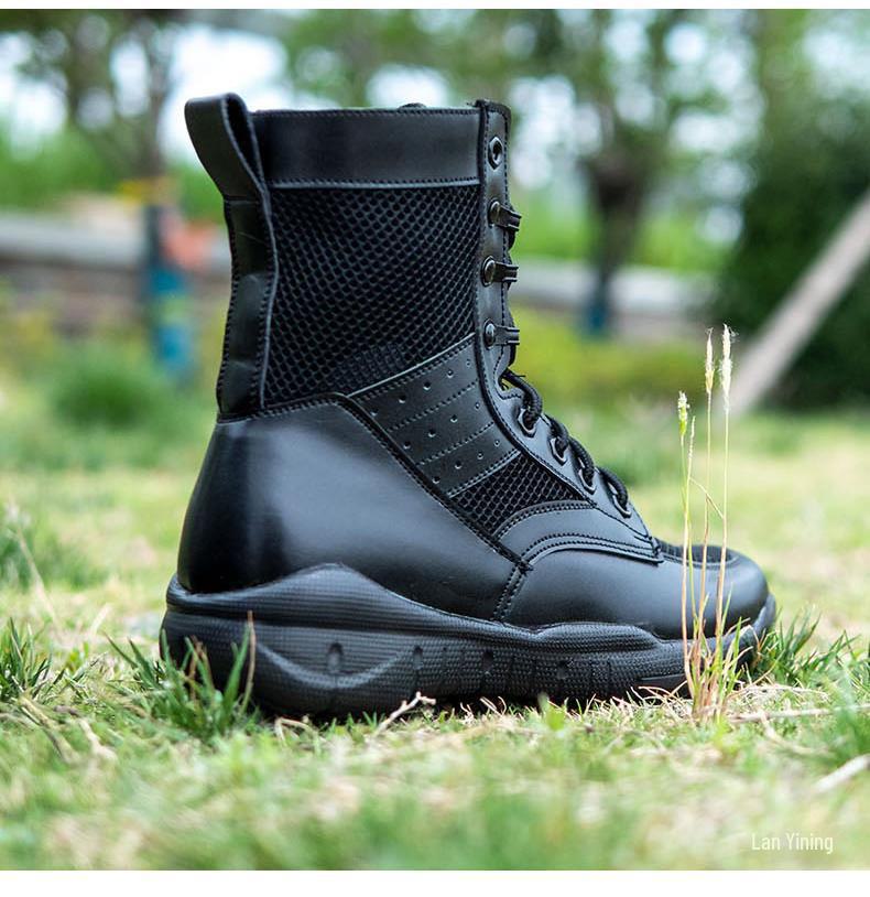 Lato 2025 Unisex Siateczkowe Oddychające Buty Taktyczne: Buty outdoorowe typu high-top do ochrony i treningu