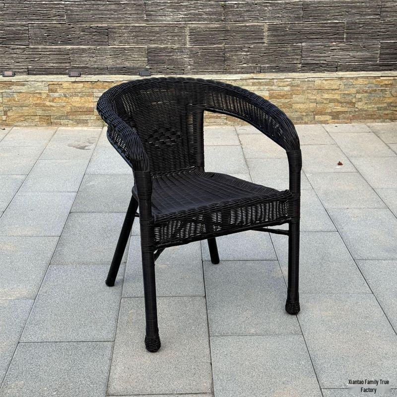 All-Season Rattan Woven Armchair with Backrest for Outdoor/Indoor Use - Ideal for Seniors & Balconies