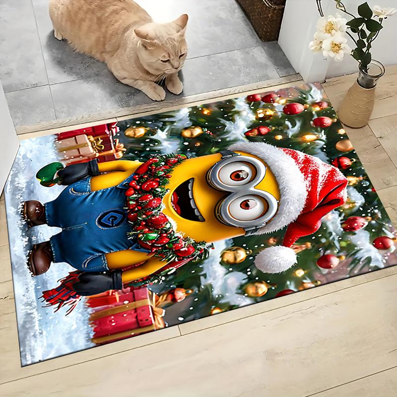 1Pc Christmas Minions Snowscape Carpet Rug Soft Washable Antislip Home Living Room Sofa Mats Personalized Christmas Rug