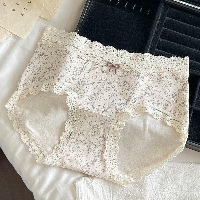 Fashion Summer Floral Pattern Mid Waist Sexy Underwear Comfortable Breathable Soft Skin Friendly Women's Cotton Triangle Panties