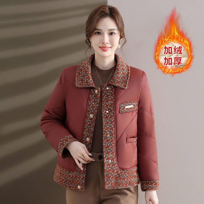 Packed Cotton-padded Clothes Short Lapel Piled Thickened Women's Cotton-padded Jackets On Clothes