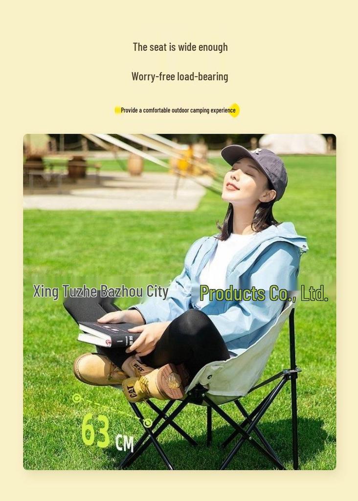 Outdoor Folding Moon Chair with Backrest - Ideal for Leisure, Camping, Picnics, Fishing, and Beach Trips.