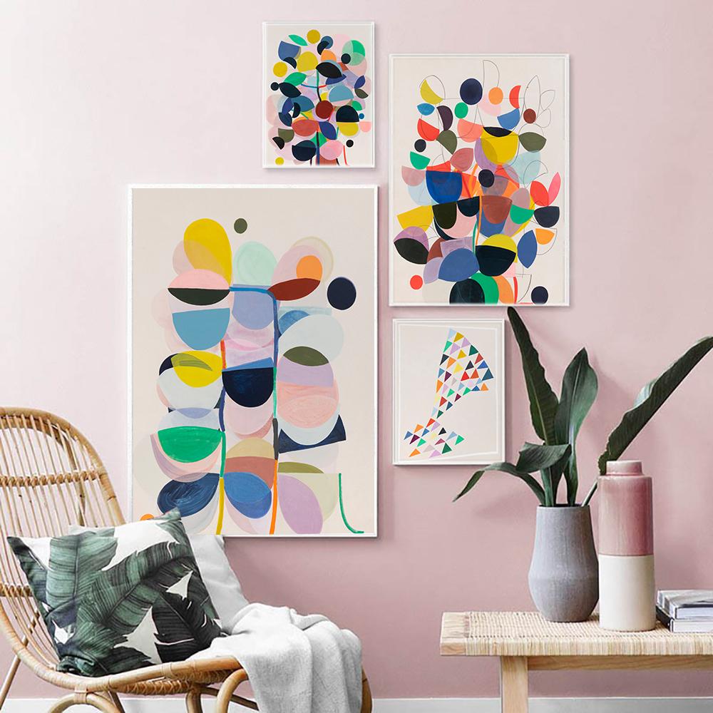 Retro Abstract Colorful Geometric Modern Poster Canvas Print Painting Wall Picture Living Room Bedroom Interior Home Decoration