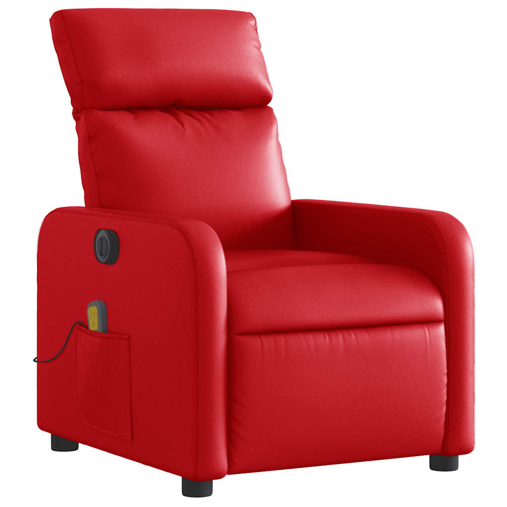 Electric Massage Chair Red Faux Leather