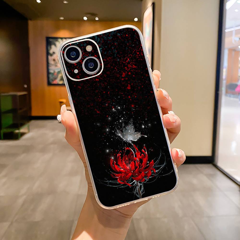 Tokyo-Red Spider Lily-Ghoul Phone Case For iPhone17,16,15,14,13,12,11 ,Pro Max,16/15/14 Plus XS Soft Silicone Transparent Cover
