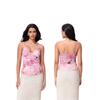 Women's New Printed Camisole Lace Waist Cinching Tank Top