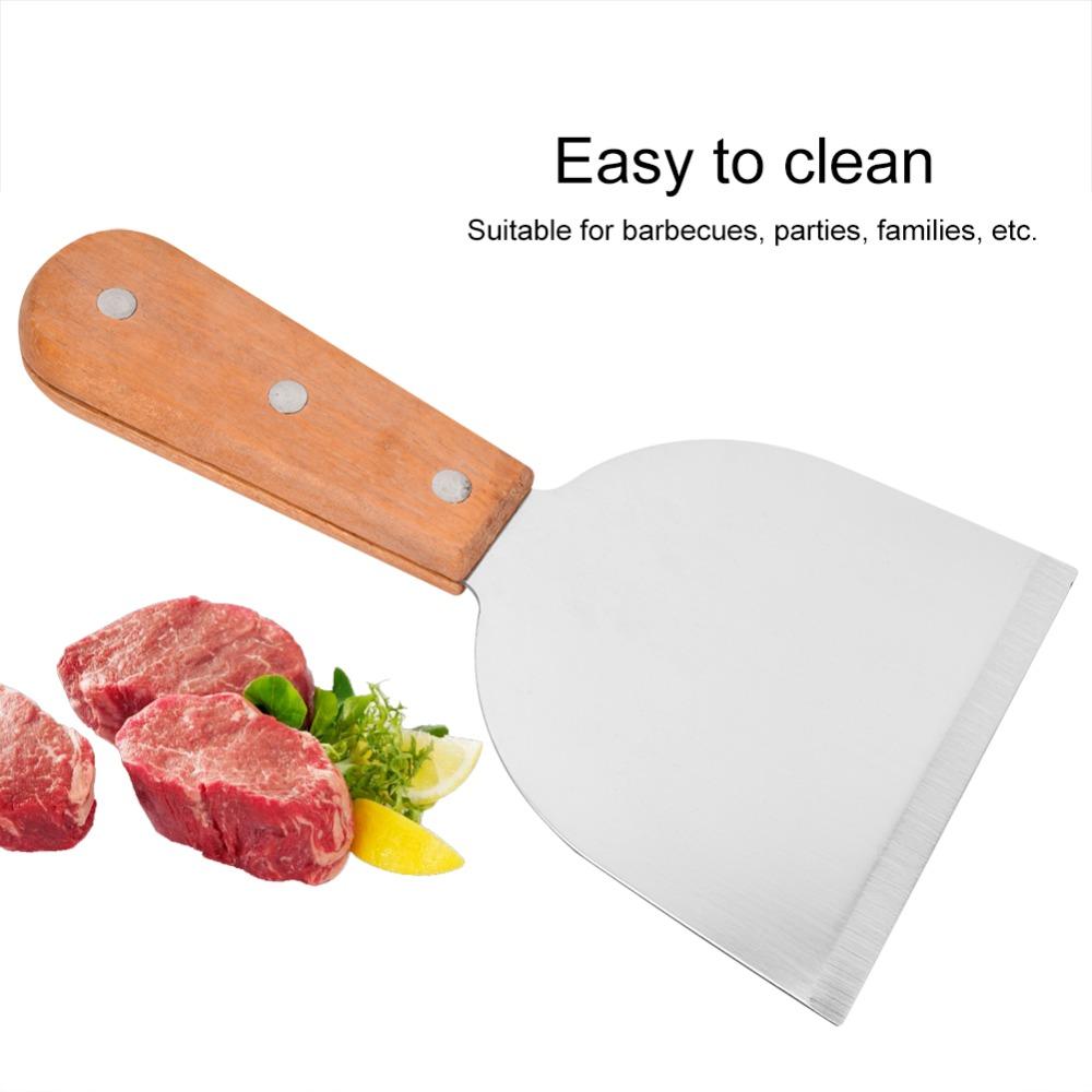Wooden Handle Grill Scraper Wide Flat Head Pizza Spatula Easy Clean BBQ Shovel Burger Flipping