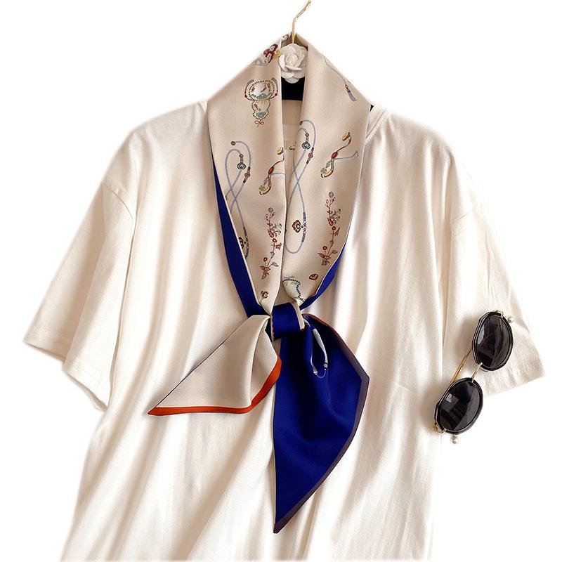 New Style Stylish Thin Narrow Strip Streamer Women's Rose Scarf Summer Sun Protection Scarf Japanese Hairband Scarf