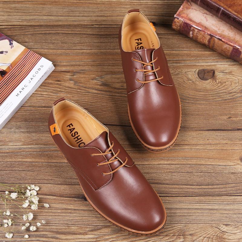 Fashion 2025 Men Must Have Basic Shoes Low Top Black Brown Blue Men Oxford PU Leather Shoes Comfortable Men Office Dress Shoes Big Size