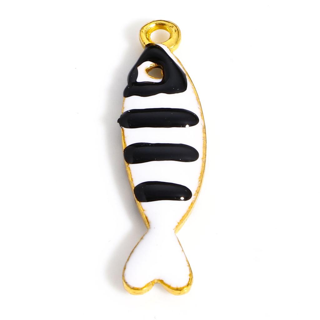 5pcs Fish Charms Double Sided Enamel Sequins Alloy Pendants For Diy Earrings Necklace Accessory Jewelry Making Findings  26x7mm