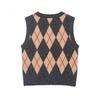 European and American style, new women's clothing, fashionable, versatile, cross-border rhombus pattern vest knitted sweater
