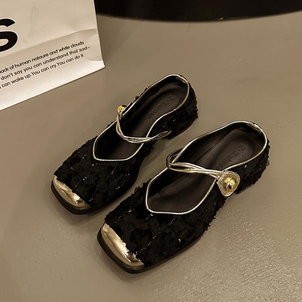 Fashion Slippers Casual Cover Toe Women's Shoes With Platform Pantofle Slides Luxury 2025 Square Mary Janes Square Toe Slippers Casual F