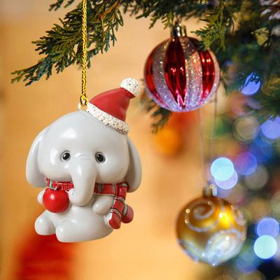 Weihnachtsbaum-Anhänger, niedliches Tier-Elefant-Design, lebendige Farben, langlebige Acryl-Hängedekoration